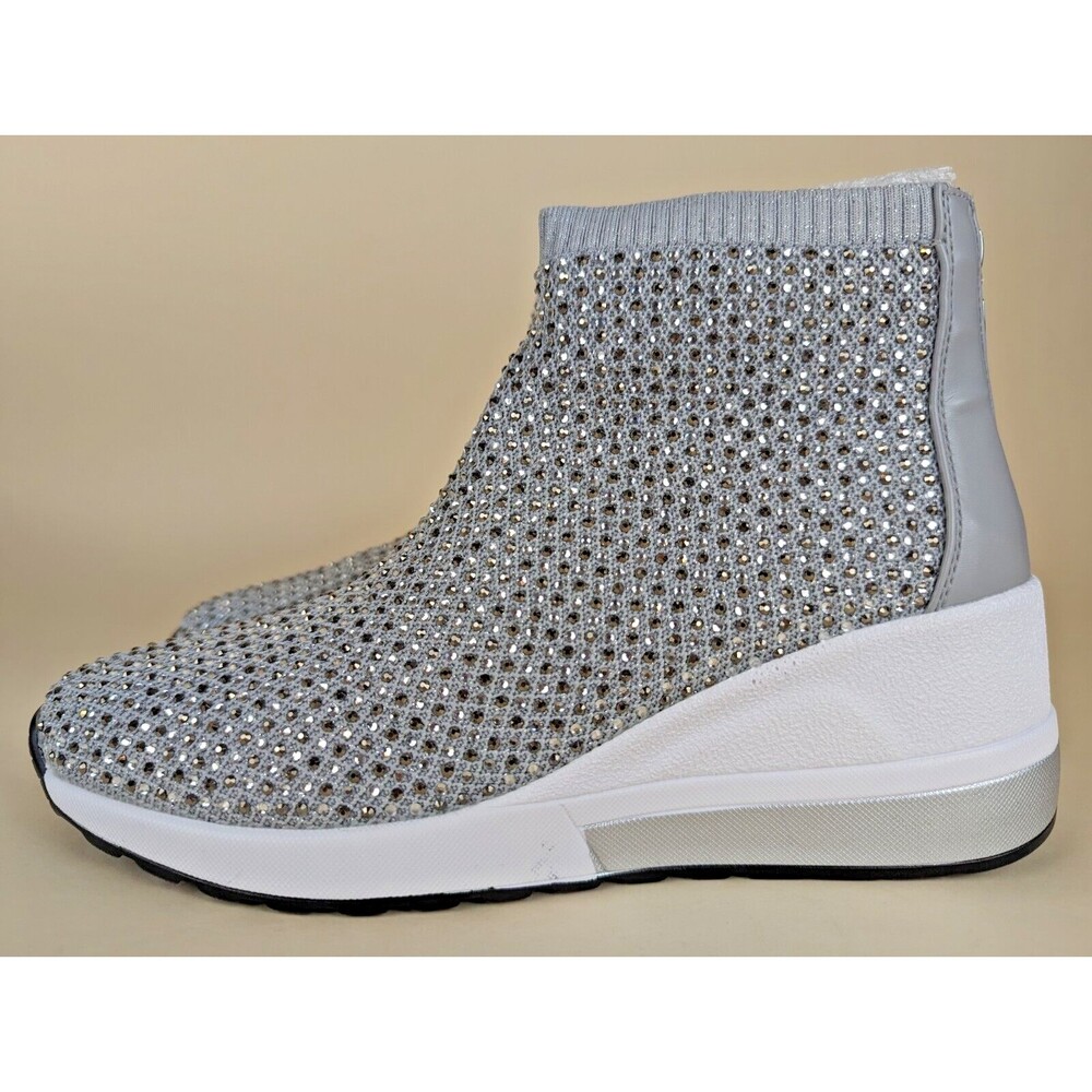 Aqua College Kandice Sneakers Womens 8.5 M Grey Rhinestones Waterproof Shoes NWB - Picture 4 of 12